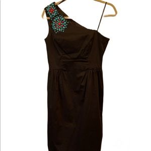NWT Black Jeweled One shoulder Dress Size 8